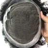 Parrucchino afro per uomo nero pizzo francese con parrucchino da uomo riccio in PU personalizzato capelli umani ricci crespi parrucche da uomo sistemi di ricambio Hai1724566