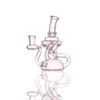 CCG Glass Recycler Dab rigs bongs water pipes with pinholes perc purple/pink color 5.7 inch height 14.5mm joint