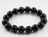 Smooth black agate bracelet 8mm