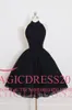 Castle Sweety Homecoming Dresses A Line Halter Sleeveless Knee-Length Draped Little Black Dresses Party Dresses 2019