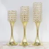 10pcs/lot Gold Silver Crystal Candle Holders Metal Candlestick Wedding Centerpieces Party Table Candelabra Home Hotel Decoration