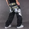 Multi-estilo tamanho grande masculino hiphop bordado em linha reta solta casual calças de skate mais lazer jeans streetwear calças compridas