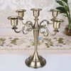 Metalowa świeca Posiadacze Ślubne 5-Arms / 3-Arms Stand Decoration Candelabra Centerpiece Candlestick Decor Crafts Srebrny / Złoto