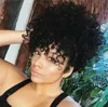 Nowa Moda Kinky Kręcone Human Włosy Ponytail Hairpiece Black Dark Brown Remy Clip In Ponytail Dla Czarnych Kobiet Sprzedaż 120g
