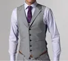 Nieuwe hoogwaardige lichtgrijze zijde ventilatie bruidegom Groomsmen man Mens Wedding Suits Bridegroom JacketPantsVesttie5414500