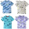 24 Stile Kinderkleidung Mädchen Jungen Kinder 100 % Baumwolle Kurzarm T-Shirt mit Sharlk-Dinosaurier-Einhorn-Aufdruck für Jungen und Mädchen, lässiges Sommer-T-Shirt