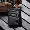 Collana vintage in ossidiana Ciondolo testa di Buddha nero per gioielli da donna