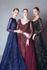 Elegant Backless Burgundy Lace Formal Celebrity Evening Dresses V Neck Long Sleeves Middle East Arabic Prom Party Gowns DH4111