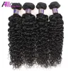 Allove Wholesale Brazilian Kinky Curly Wefts Extensions 4pcs Human Hair Bundles 13x4 Lace Frontal Closure Weaves for Women All Ages Jet Black 8-28 inch