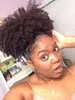 Sentetik saç at kuyruğu hairpieces klip kısa yüksek afro kinky kıvırcık İnsan saç siyah kadınlar için 95g İpli at kuyruğu saç uzatma