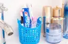 Mesh Portable Mini Sundries Storage Basket Plastic Desk Pen Container Cosmetics Storage Box Eco Friendly 3 colors