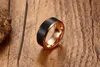 8mm Mens Anel de Casamento De Tungstênio Dois Tons Preto Rosa Ouro Banda de Noivado Escovado Tamanho 7-12