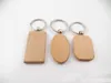 6Design de la chaîne de clé en bois vierge rectangle coeur rond bricolage sculpture porte-clés de clés de porte-clés en bois tags cadeaux