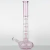 Pink 17 Inches Bongs Thriple Mushroom Diffuser Datachable Stem Diffuser Dab Rig Thick Smoking Hookah 18.8mm Joint Glass Bong