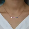 rainbow cz bar necklace simple classic fashion jewelry Gold plated colored cz minimal colorful cz necklaces242Z