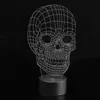 3D Skull Illusion LED BURO BICKA USB 7 Kolorowa zmiana lampy nocnej Home #R54