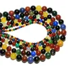 8mm groothandel mix kleur agat kleurrijke natuursteen ronde losse kralen voor sieraden maken 4/6/8/10/12 mm DIY armband Strand 15.5 ''