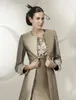 Long Sleeves 2018 Satin With Jacket Mother Of The Bride Dresses Jewel Neck Lace Appliques Tea Length Sheath Wedding Guest Prom Evening Gowns