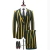 Mannen Nieuwe Gestreepte Plaid Pak Set Drie-Piece, Ceremonial Host Performance Costume, Bruidegom GroomsMen Trouwjurk