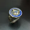 316 Stainless Steel High fraternal order Men's masonic Lodge Rings Blue Enamel Free And Accepted Masons ring