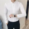 Korean Tuxedo Fashion 2018 Autumn Slim Fit Shirt Men Solid All Match Gentlemen Långärmad manlig skjorta plus storlek BLOUSES2729