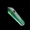 Sällsynta sex prismatiska gröna fluoritkristallläkemedel Healing Wand Gemstone Rökning Pipe Tobacco Pipe Handpolerade Naturliga fluoritrör