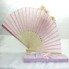 Luxurious Silk Fans&paper boxbest wedding gifts party favor White pink beige black