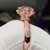 Цветок стиль женщины мода розовое золото заполненные стерлингового серебра 925 кольца 3ct Diamonique Cz обручальное кольцо для женщин