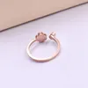 Trébol de cuatro hojas abierto con anillo de diamantes, anillo de trébol de cuatro hojas simple a la moda para mujer, anillo de diamante de acero de titanio para mujer 307h