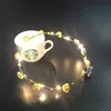 LED luminous Wreaths Flower Headband For Bride Wedding Party Night Market Hot Selling Children Glowing Garland Crown Toys Head Ornaments