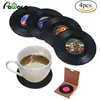 6/4Pcs Retro Vinyl CD Record Drinks Coasters set Home Table Cup Mat Creative Coffee Drink Placemat Tableware Spinning Funny gift