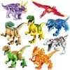 Serie di blocchi di costruzione di dinosauri giocattoli per bambini puzzle di assemblaggio di giocattoli blocco di piccole particelle che costruiscono multi stili sacchetto OPP imballaggio DHL