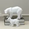 Resin Crafts Abstract White Polar Bear Sculpture Figurine decor Handicraft Home Desk Geometric Wildlife Statue Craft6443954