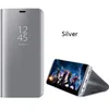 Hållare Telefonväska Elektroplate Smart Kickstand Spegel Visa Flip Cover Sömn Vakna för iPhone XS Max XR X 7 8 Plus Samsung S8 S9 Plus Not 9 8