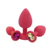 Silicone Anal Beads 3 Size Anal Plug Butt Plug With Crystal Jewelry Anal Sex Toys For Women Men Gay AV Toys6604883