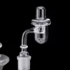 Quartz banger round bottom with spin quartz carb cap quartz bead flat top domeless polished joint for glass bong dab rigs