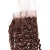 Brasilianische Jungfrau-Menschenhaar Bundles Brown verworrene lockige Haar-Verlängerungen 3 Bundles mit Spitze Frontal Closure #Brown Haar-Einschlagfaden Weaves
