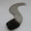 Dip and Dye Ombre Clip in Human Hair Extension Remy Full Head Dark Fading to Grey Virgin Clip ins Extensions 7pcs 120gram9317306