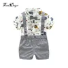 Tem Doger Baby Clothing Sets 2018 Summer Neonato Boy Clothes Suit Tie Shirts + Complessivo 2PCS Outfits Set per Bebes 3-24M