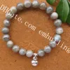 10 Pcs Labradorite Cristal Bracelet 8mm Gris Pierre De Lune Bleu Flash Ronde Perles Guérison Énergie Bracelets Spectrolite Poignet Bracelet Anti Stress