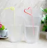 Portable frosted Liquid Doypack creative fruit juice milk soda packing bags white plastic stand up zipper seal bag drinking wine pouch