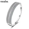 Vecalon Luxury Bracelet Princess cut 5A Zircon Cz White Gold Filled wedding bangle for women Bridal accessaries Jewelry4511304