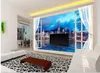 Niestandardowe zdjęcie tapety 3d stereo okna Hong Kong Miasto Noc Widok 3D TV tło Wall Art Mural do salonu Duży obraz Wystrój domu