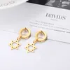 15Pairs Wholesale Gold/Black/Silver Plated Stainless Steel Huggie Cross Star Charm Earrings for Gift