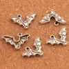 Antike silberne Fledermaus mit offenen Flügeln, Spacer-Charm-Perlen, 200 Stück/Lot, Anhänger, Legierung, handgefertigter Schmuck, DIY L979, 15,8 x 23,9 mm