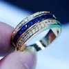 Nueva joyería de moda anillo masculino piedra diamante oro amarillo lleno fiesta anillo de boda para hombres mujeres calidad superior 1978