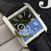 Grijs Dial Automatic Tourbillon Herenhorloge Zakelijke Horloges Silver Case Lederen Band Hoge Kwaliteit Heren Horloges