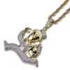 Hip Hop Iced Out Cartoon Running Clown Collana con ciondolo Micro pavé di zirconi Star Catena d'oro da uomo Jewelry239S