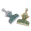 Iced Out Pendant Hip Hop Jewelry Mens Gold Chain Designer Necklace Cartoon Pendant Micro Paved CZ Diamond Stone Luxury Fashion Acc209u