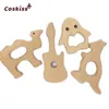 12pcs DIY Baby Teether Toys Organic Natural 4 Types Combination Beech Wooden Animal Hand Cut Grasping Toys Baby Wooden Teether Shower Gift